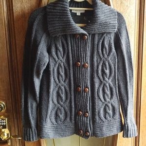 Merona Cable Button Cardigan in Gray - Size Medium
